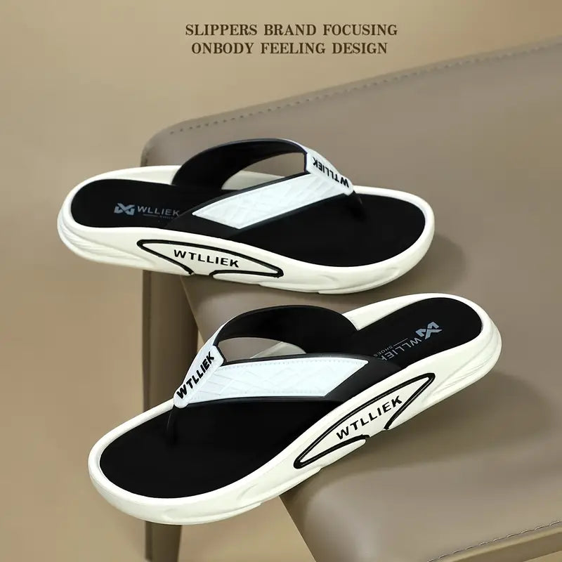 Chipos Stylish Men’s Black & White Slide Sandals – Adjustable Fit, Anti-Slip Sole, All-Day Comfort