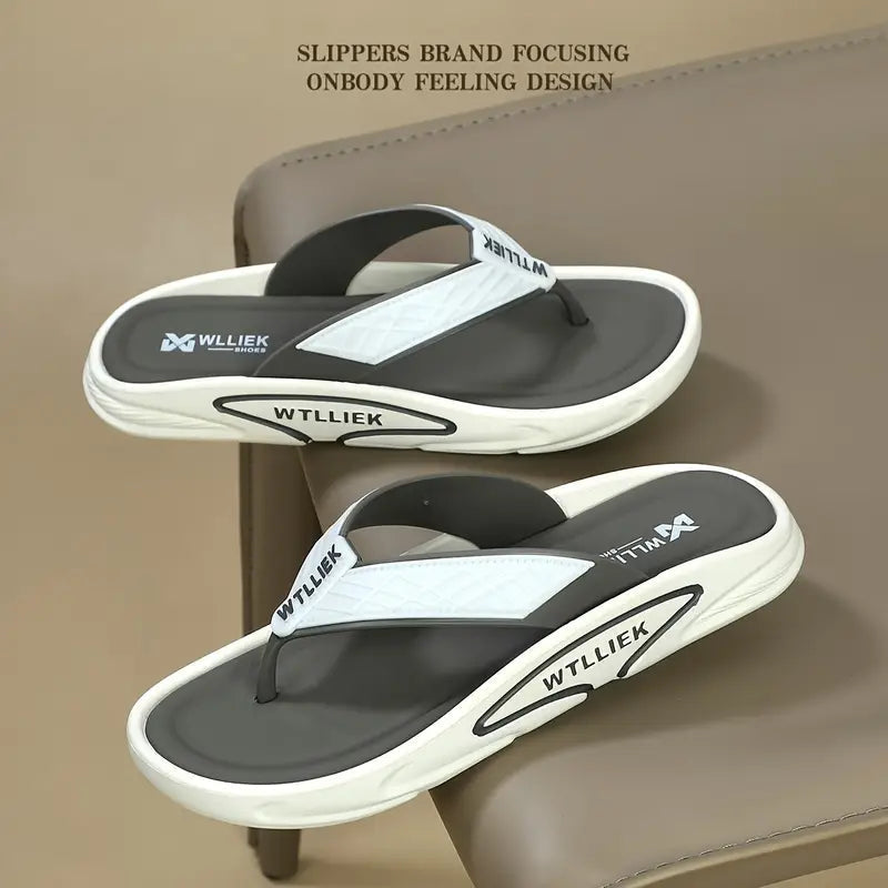 Chipos Stylish Men’s Black & White Slide Sandals – Adjustable Fit, Anti-Slip Sole, All-Day Comfort