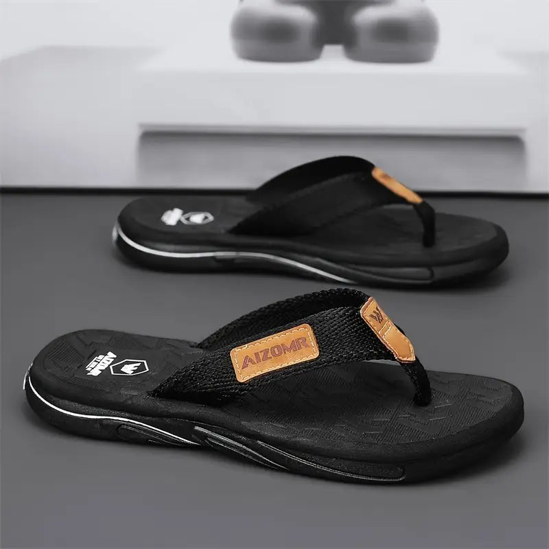 Chipos Men’s Trendy Solid Color Lightweight Flip Flops – Comfy Non-Slip Rubber Sole