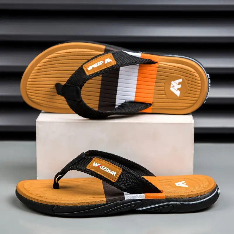 Chipos Men’s Platform Flip-Flops – Heavy-Duty Rubber Slip-On Beach Sandals